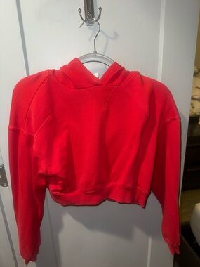 H&M Cropped Red Hoodie Sweatshirt - Women's Casual Pullover